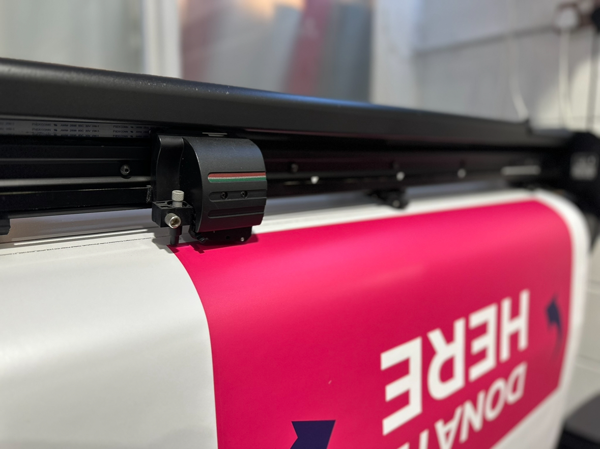 Large-format printed wall graphic in production