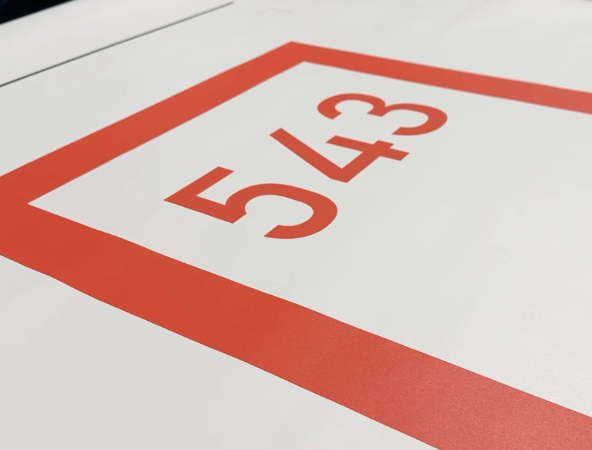 Cut vinyl architectural number graphic